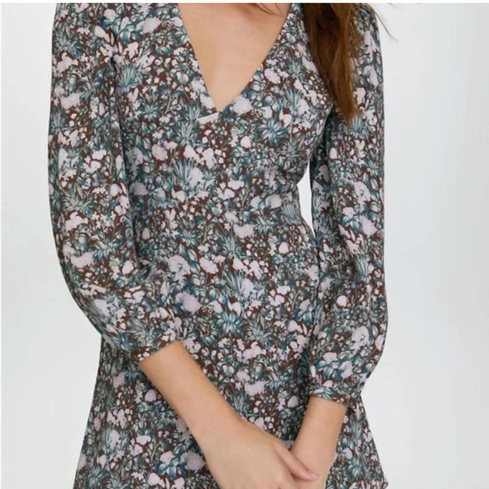 Aritzia Grayson Dress - Floral brown and blue
